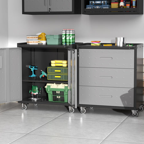 Heavy Duty Metal Garage Storage Cabinet With Wheels Sturdy Tool Organizer HouseOfZazla