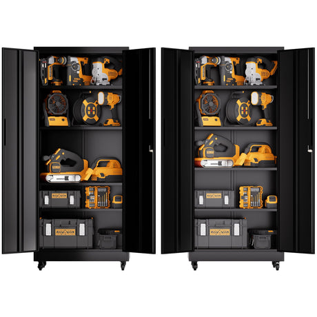Heavy Duty Rolling Cabinet With Lock, Garage Storage Cabinet, 4 Adjustable Shelves For Tool Organization HouseOfZazla