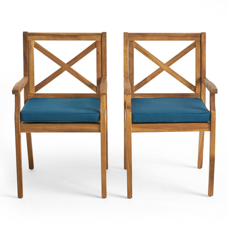 Perla Dining Chair 2pcs with Blue Cushions HouseOfZazla