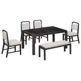 Extendable Dining Table Set With 4 Upholstered Chairs And 1 Bench