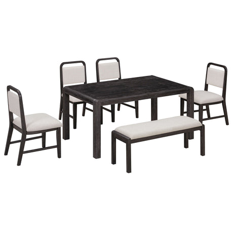 Extendable Dining Table Set With 4 Upholstered Chairs And 1 Bench HouseOfZazla