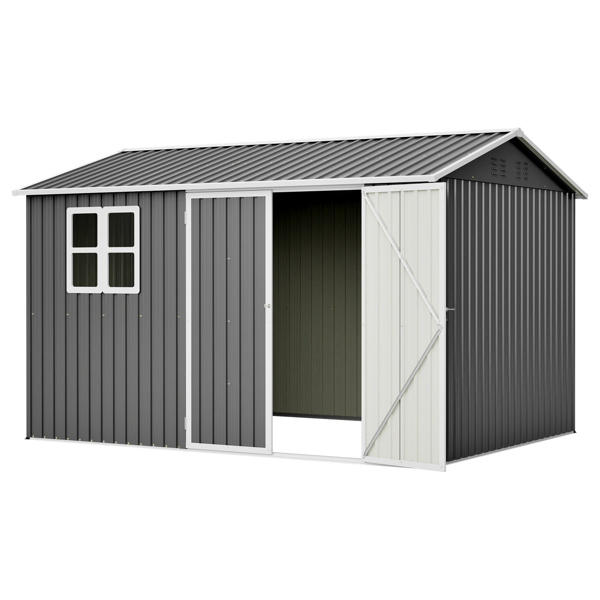 10'x8' Oversized Steel Storage Shed with Window and Lockable Doors