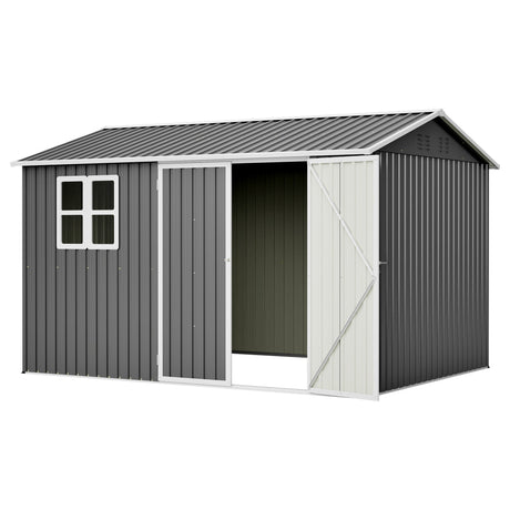 10'x8' Oversized Steel Storage Shed with Window and Lockable Doors HouseOfZazla