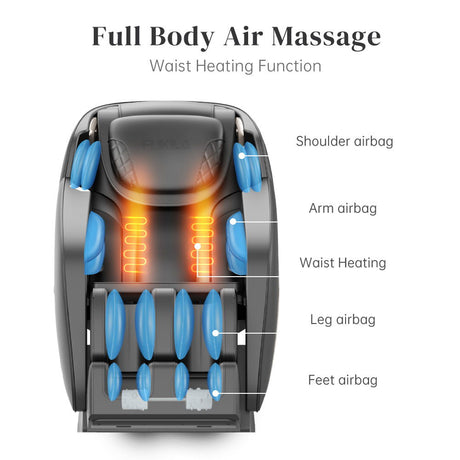 Massage Chair, Zero Gravity Shiatsu Massage Chairs Full Body And Recliner Sl-Track Massage Chair With Bluetooth Speaker, Anion, Thai Stretch, USB Charing, Heating And Foot Roller Massager - Black HouseOfZazla