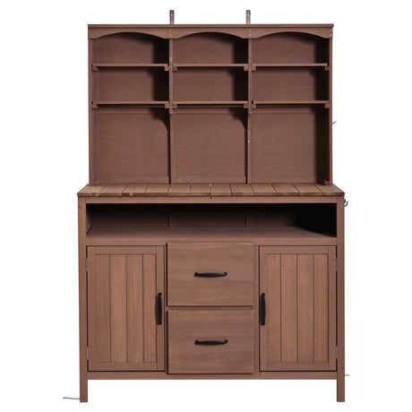 TOPMAX Large Fir Wood Potting Bench with Hutch and Storage HouseOfZazla