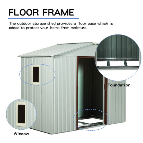 88.98" Outdoor Metal Storage Shed With Window HouseOfZazla