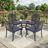 5-Piece Cast Aluminum Patio Furniture Set with Cushions