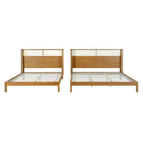 Premium Rubber Wood Platform Bed Frame with Headboard HouseOfZazla