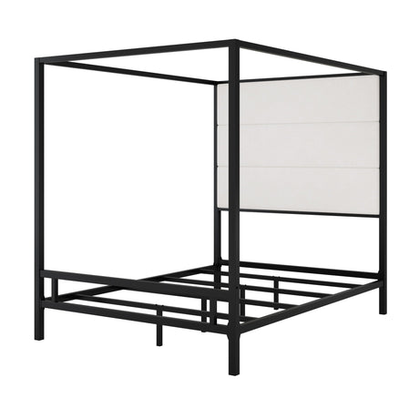 Canopy Bed With Tall Upholstered Headboard, 4 Poster Frame HouseOfZazla
