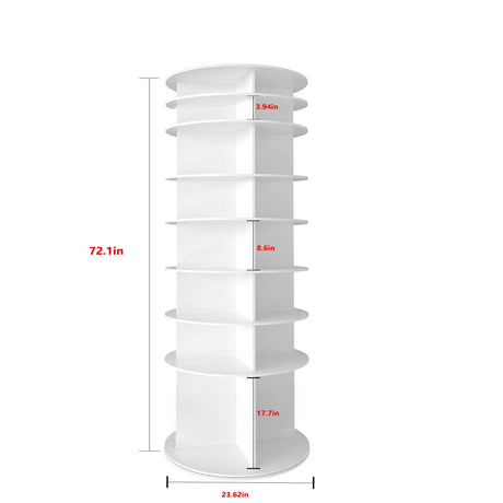 8 Tier Rotating Shoe Rack Tower, 360 Degree Spinning Shoe Organizer And Storage Carousel For Closet Or Entryway - White HouseOfZazla