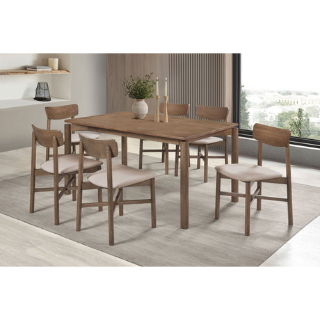 Svenstra - Rectangular Dining Table Set With Armless Side Chairs, Wood, Natural Walnut, 59 X 35.5 X 30 Inches HouseOfZazla