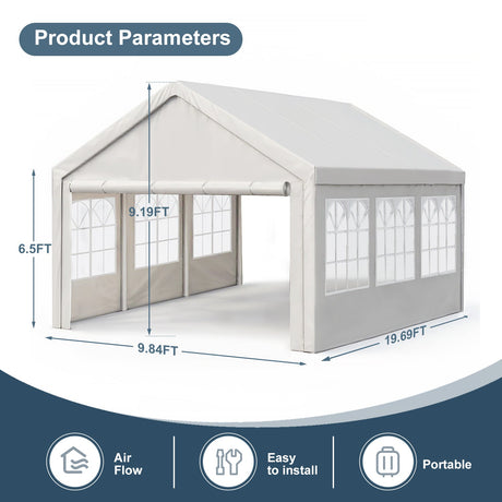 10'x20' Carport Car Canopy Party Tent Outdoor Gazebo HouseOfZazla