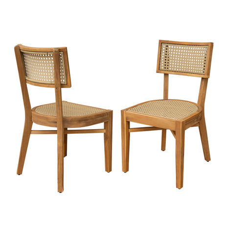Netro Acacia Wood Dining Chair with Light Brown Wicker HouseOfZazla