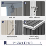 10'x4' Outdoor Metal Storage Shed for Garden Tools Lockable Door With Floor Frame