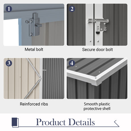 10'x4' Outdoor Metal Storage Shed for Garden Tools Lockable Door With Floor Frame HouseOfZazla