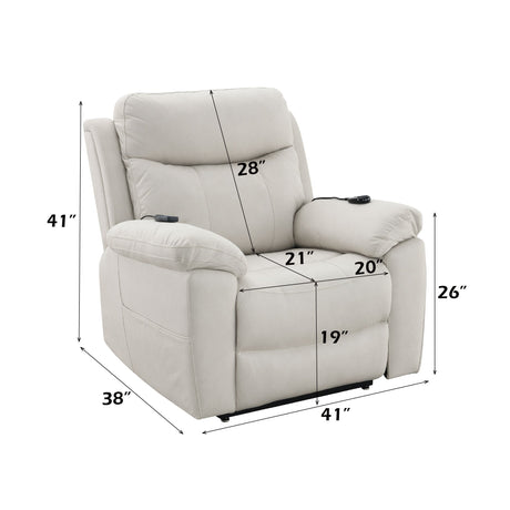 Chriki Beige Fabric Power Recliner with Lift, Heating, and Massage HouseOfZazla