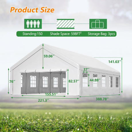 20x32 FT Party Tent with Removable Sidewalls & Storage Bags HouseOfZazla