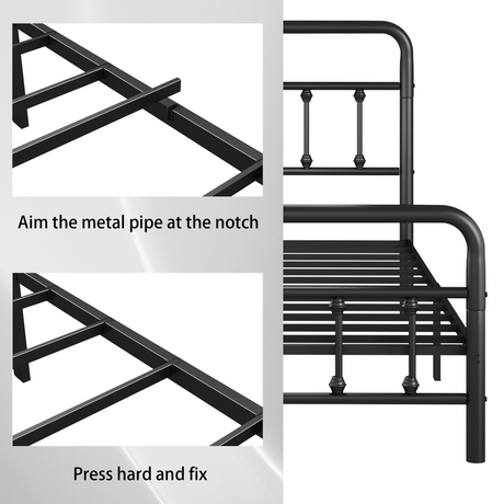 Metal Full Size Bed Frame with Headboard and Under Bed Storage HouseOfZazla