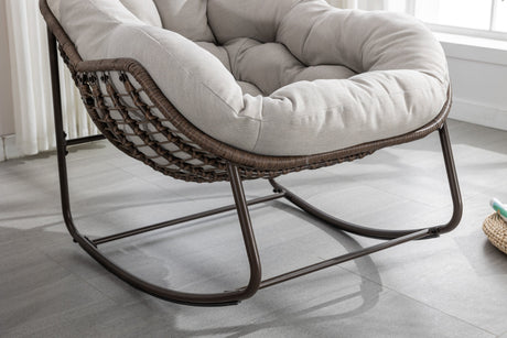 Outdoor Rattan Rocking Chair with Padded Cushion HouseOfZazla