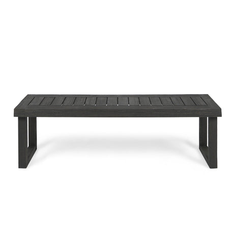 Realm - Outdoor Bench With Slat Panel Top And Base - Dark Gray HouseOfZazla