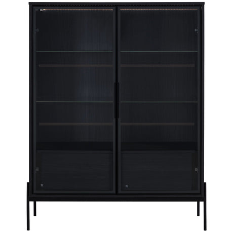 Modern Minimalist Style LED Curio Cabinet With Tempered Glass Door, Metal Legs HouseOfZazla