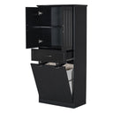 Modern Bathroom Storage Cabinet with Two Laundry Baskets, One Drawer, Adjustable Shelf HouseOfZazla