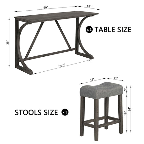 Bar Table Set With 3 Padded Stools HouseOfZazla