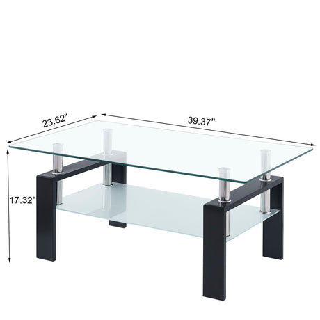 Luxury Modern Tempered Glass Coffee Table with 2 Layers HouseOfZazla