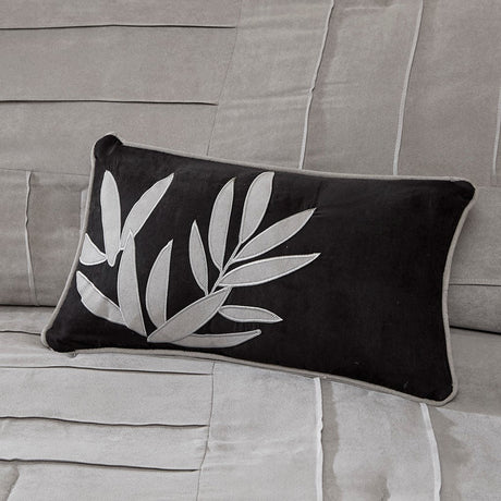 7 Piece Faux Suede Comforter Set Grey Queen HouseOfZazla