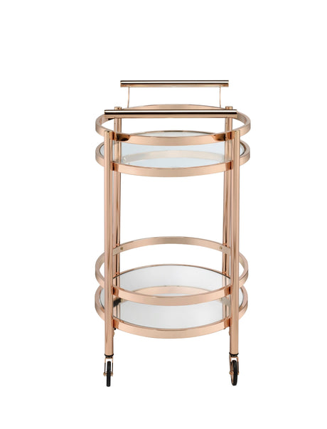 Lakelyn Clear Glass & Rose Gold Finish Serving Cart HouseOfZazla
