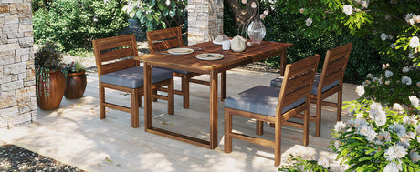 U_STYLE Farmhouse 5-Piece Outdoor Patio Dining Set with Adjustable Legs HouseOfZazla