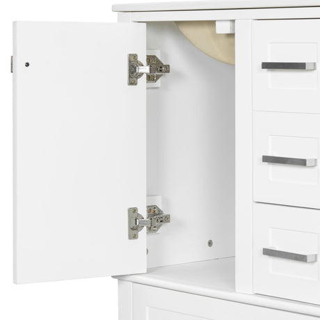 Bathroom Vanity, Modern Bathroom Cabinet With Sink Combo Set, Bathroom Storage Cabinet With A Soft Closing Door And 3 Drawers, Solid Wood Frame HouseOfZazla