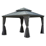 12'x12' Hardtop Gazebo Canopy with Galvanized Steel Double Roof