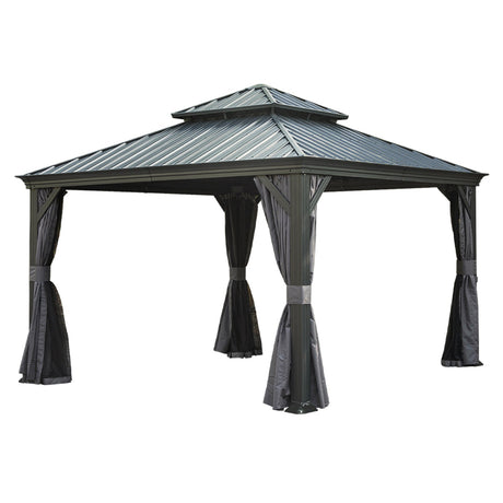 12'x12' Hardtop Gazebo Canopy with Galvanized Steel Double Roof HouseOfZazla