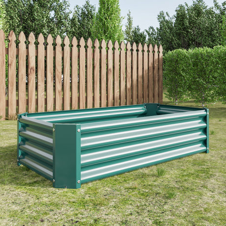 Metal Raised Garden Bed, Rectangle Raised Planter 4×2×1ft HouseOfZazla