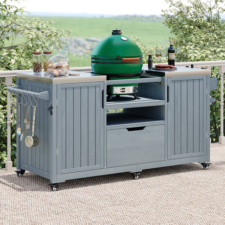 K&K 66.5" Outdoor Kitchen Island for Big Green Egg Grills HouseOfZazla