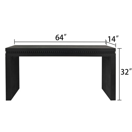 64in Modern Black Wood Console Table – Elegant Entryway Table with Decorative Beaded Trim HouseOfZazla