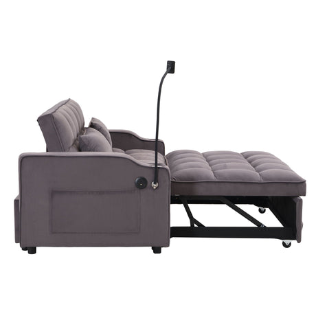 Modern Loveseat Futon Sofa With Pullout Bed, Adjustable Reclining Backrest, Toss Pillows HouseOfZazla