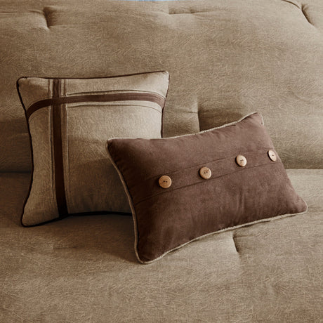 7 Piece Faux Suede Comforter Set Brown California King HouseOfZazla