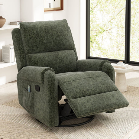 Manual Recliner Massage Chair With Swivel Rocker, 8 Massage Modes, Side Storage Pocket HouseOfZazla
