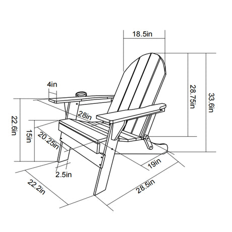 HDPE Folding Adirondack Chair with Dual Cup Holder - Gray HouseOfZazla