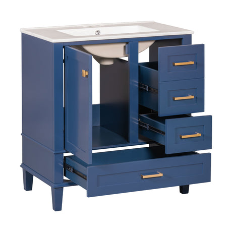Bathroom Vanity, Modern Bathroom Cabinet With Sink Combo Set, Bathroom Storage Cabinet With A Soft Closing Door And 3 Drawers, Solid Wood Frame HouseOfZazla