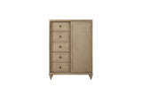 Queen Canopy Bedroom Set With A 2 Drawer Nightstand A Dresser With Poster Mirror And A Door Chest - Sand
