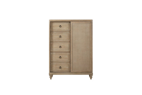 Queen Canopy Bedroom Set With A 2 Drawer Nightstand A Dresser With Poster Mirror And A Door Chest - Sand HouseOfZazla