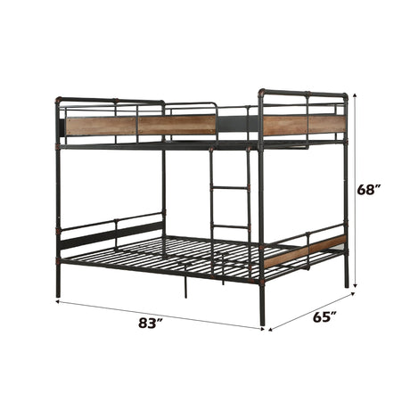 Acme Brantley II Queen Over Queen Metal Bunk Bed in Sandy Black Acme