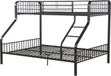 Acme Furniture Caius 60" x 83" Transitional Metal Tube Twin XL Over Queen Bunk Bed with Slat System in Gunmetal Finish Acme