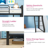 Acme Furniture Caius 60" x 83" Transitional Metal Tube Twin XL Over Queen Bunk Bed with Slat System in Gunmetal Finish Acme