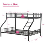 Acme Furniture Caius 60" x 83" Transitional Metal Tube Twin XL Over Queen Bunk Bed with Slat System in Gunmetal Finish Acme