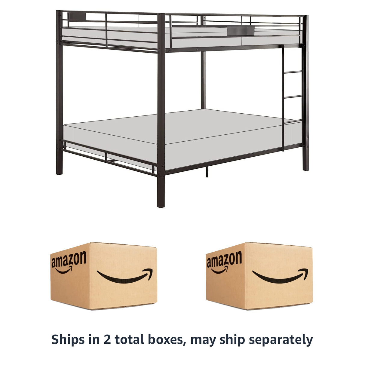 Acme Kaleb Metal Frame Queen Over Queen Bunk Bed with Ladder in Sandy Black Acme