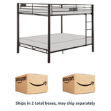 Acme Kaleb Metal Frame Queen Over Queen Bunk Bed with Ladder in Sandy Black Acme